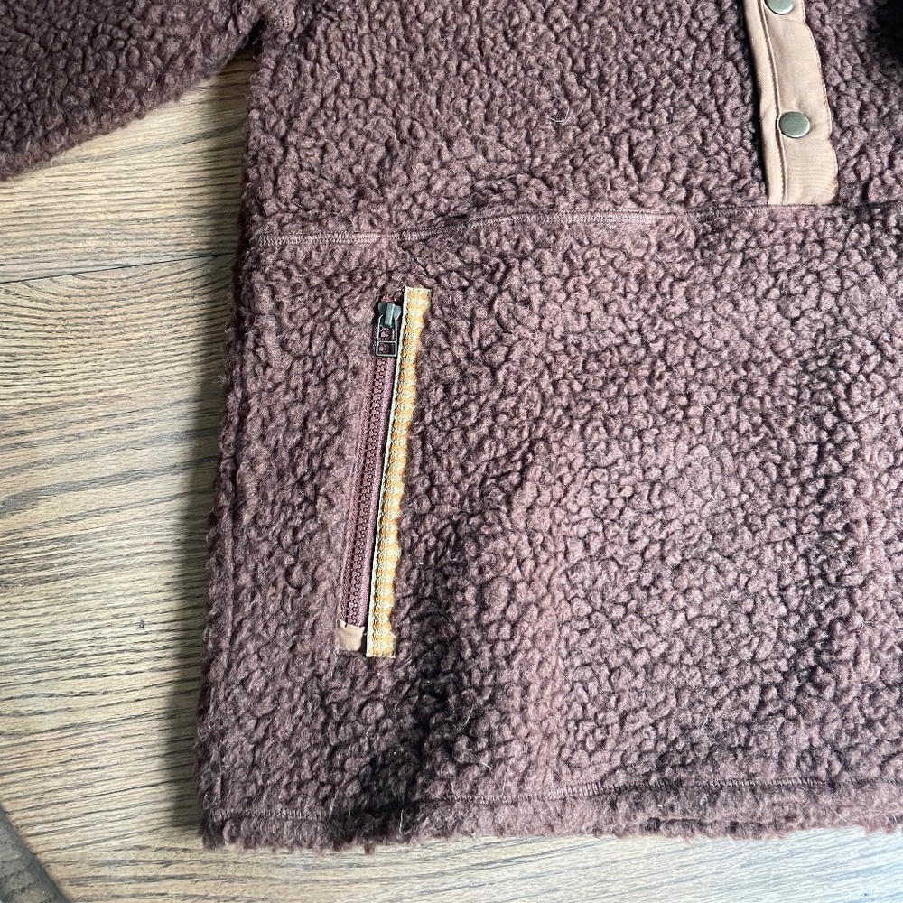 Toad & Co (M) Sespe Sherpa brown fleece hoodie jacket brown - Picture 10 of 10